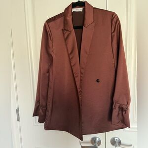 Brown satin suit size XS
